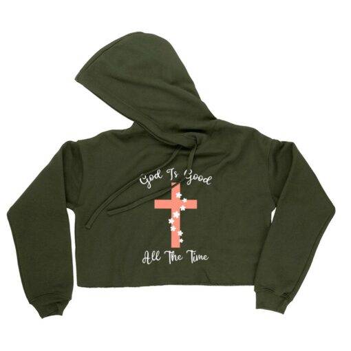 Women's Cropped Fleece God Is Good Hoodie - Image 3
