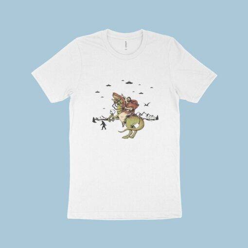 Jesus Riding Dinosaur T-Shirt Made in USA 2