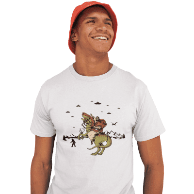 Jesus Riding Dinosaur T-Shirt Made in USA 7