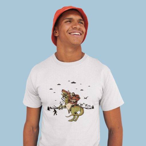 Jesus Riding Dinosaur T-Shirt Made in USA 6