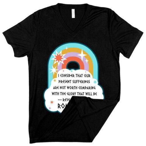 V-Neck Our Present Sufferings T-Shirt - Image 4