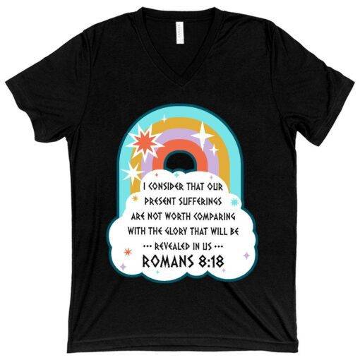 V-Neck Our Present Sufferings T-Shirt - Image 3