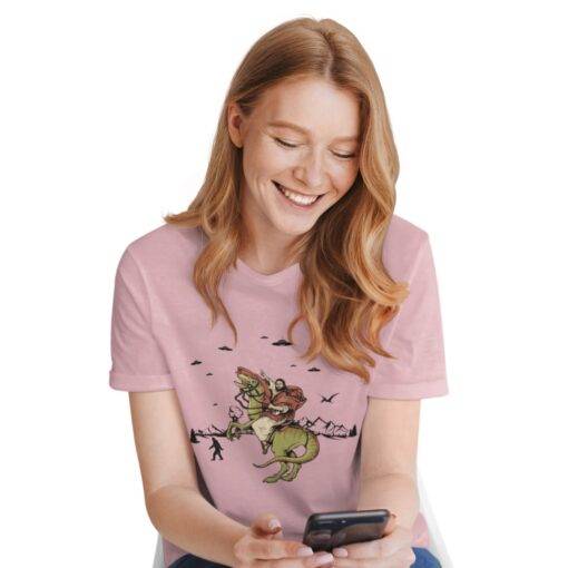 Jesus Riding Dinosaur Women's Relaxed T-Shirt - Image 6