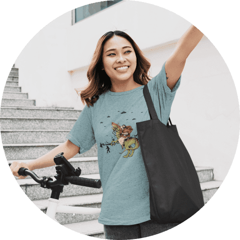 Jesus Riding Dinosaur T-Shirt13 Jesus Riding Dinosaur Women's Relaxed Heather T-Shirt 7