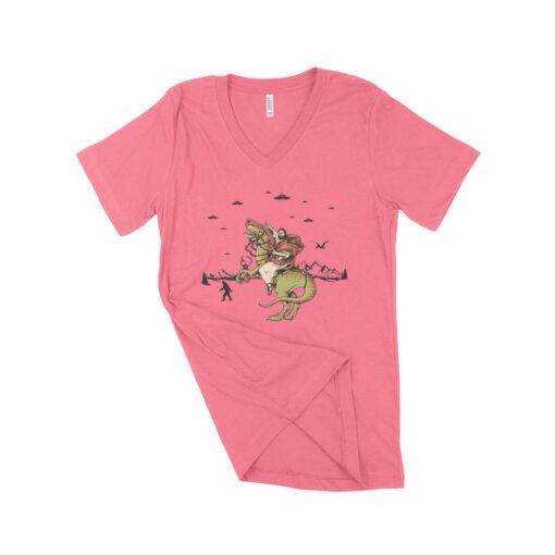 Jesus Riding Dinosaur V-Neck T-Shirt 4