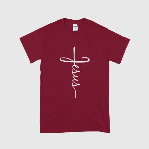 Jesus Cross Men's Heavy Cotton T-Shirt - Image 3