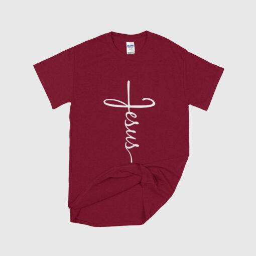 Jesus Cross Men's Heavy Cotton T-Shirt - Image 4