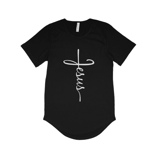 Jesus Cross Men's Jersey T-Shirt with Curved Hem 4