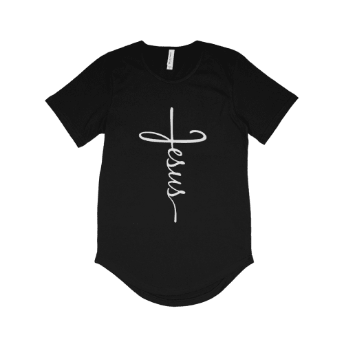 3003.-min Jesus Cross Men's Jersey T-Shirt with Curved Hem 1