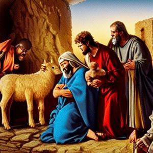 The shepherds with Jesus