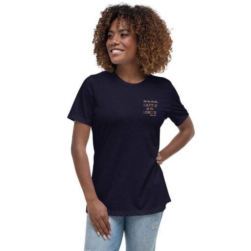 The Battle is the Lord's Embroidered Women's Relaxed T-Shirt 2