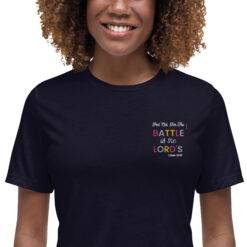 The Battle is the Lord's Embroidered Women's Relaxed T-Shirt